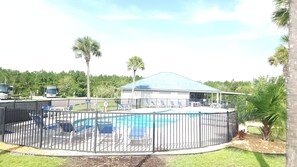 This pool is in the front of resort and viewable, walkable from home. 