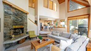 Main Floor - Living Area With Wood Burning Fireplace