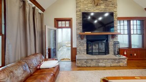 Furniture, Indoors, Living Room, Couch, Fireplace
