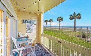 Watch the waves from the private oceanview patio with comfy Adirondack chairs.