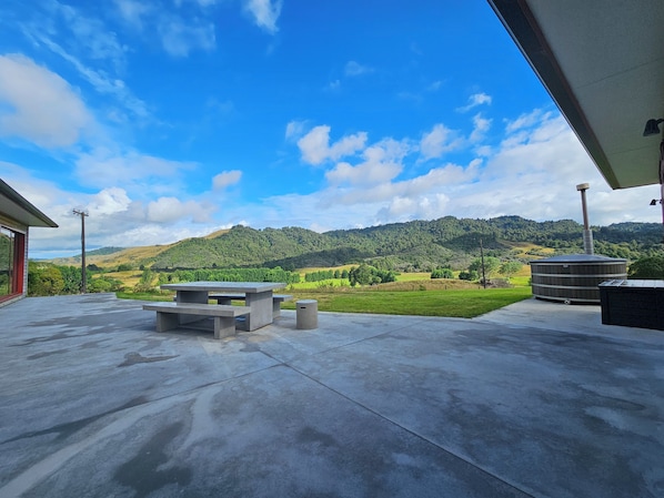 The outdoor area looking north west