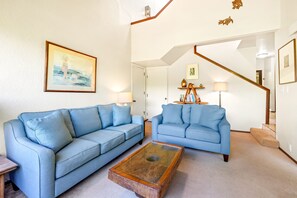 Living Room with Stairs to the Master Bedroom