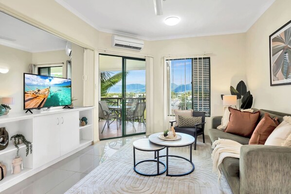 Lounge Room with Smart TV and private balcony