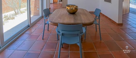 The kitchen is not far from the dining hall