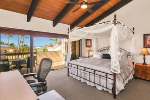 Master bedroom has a cal king bed and leads to the lanai