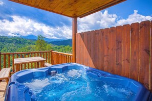 Hot Tub looking out to the Smoky mountain views
