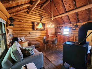 1st cabin with sitting area, 1 queen bed and loft for sleeping