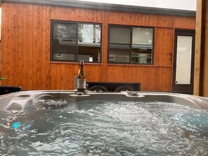 Your private and covered hot tub can be enjoyed in most weather conditions. Open year-round.