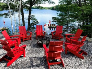 Fire pit area with beautiful view of the lake