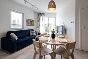 living room with dining area