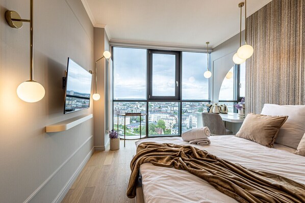 Bedroom overlooking the city