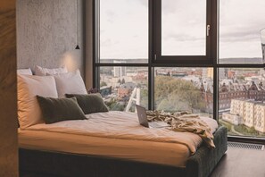 bedroom with city view