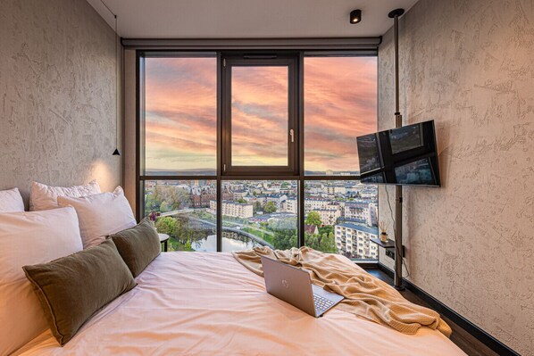 Bedroom overlooking the city