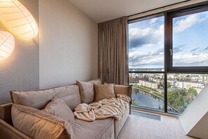 Bedroom overlooking the city