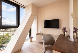 Bedroom overlooking the city