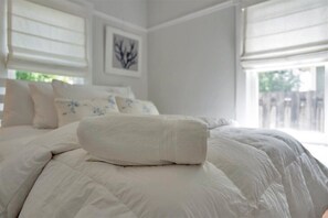 Bedroom #1 has a great mattress and a TV/Apple TV. You can sign into your servic