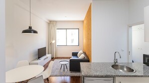 Overview of the apartment's layout, divided by a wooden wall partition #modern #simple