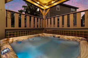 Hot tub perfect for relaxing after the hustle and bustle of the strip!