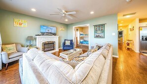 Living room area and fire place
