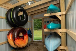 All we provide to enhance your time here with us! 3 kayaks with paddles, life vests, and tubes!