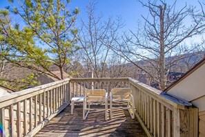 A private back deck with scenic views