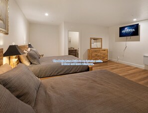 Two queen bedroom with full private bathroom and Smart TV. 
*This unit does not have windows.