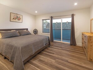 King bed with private bathroom and Smart TV