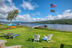 Spacious yard and private waterfront on Rangeley Lake!