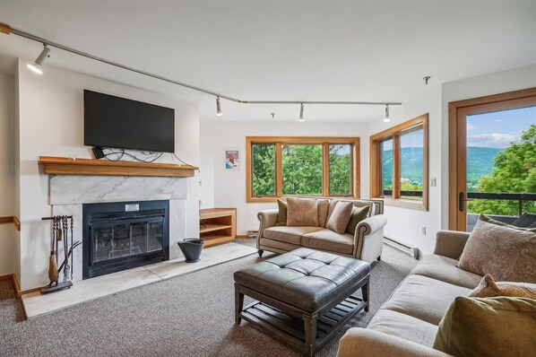 Wood burning fireplace for those cold days.