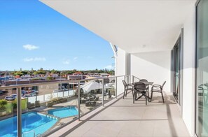 Balcony looking out to pool