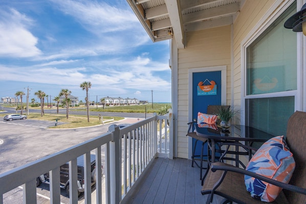 Private balcony with chairs and ocean views