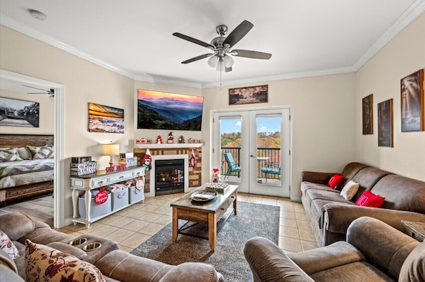 Adorned with stunning Christmas decorations, this condo has been transformed into a magical holiday oasis.