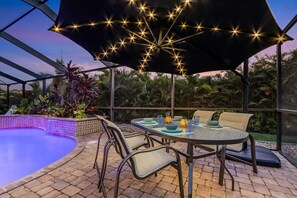 Outdoor sunset dining