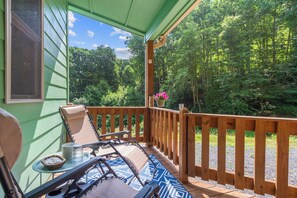 The back porch offers a quiet place to connect with nature