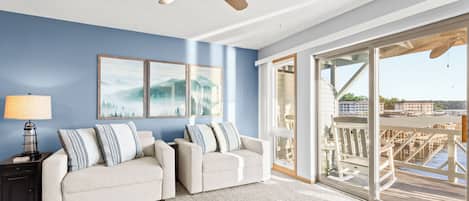 Living Room with amazing view of lake!
