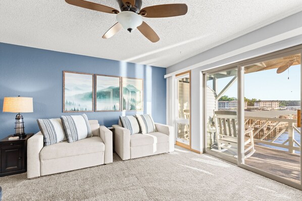 Living Room with amazing view of lake!