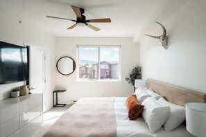 King bed in the primary bedroom
