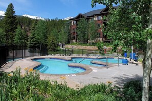 Resort-style lounging with shaded areas and plenty of seating