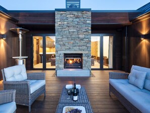 Outdoor fireplace at Jack's Point Escape