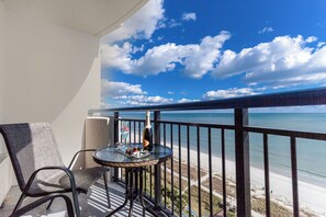 Sip your morning coffee or afternoon wine with a view on our private balcony overlooking the beach!