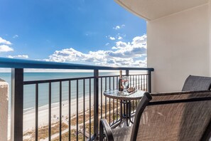Sip your morning coffee or afternoon wine with a view on our private balcony overlooking the beach!