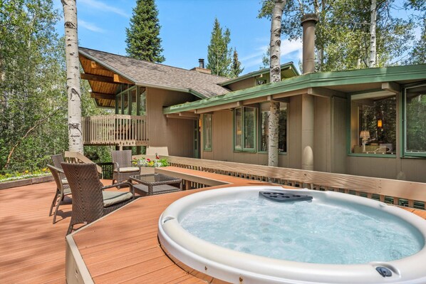 Just steps from the front door a relaxing soak awaits!
