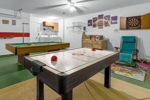 In-home Games Room featuring air hockey, billiards, darts and more