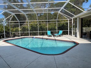 Oversize pool means lots of room for the entire family