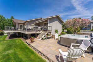 Lawn area near hot tub