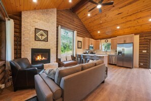 This cabin living room is designed for relaxation