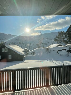 Utsikt fra terrassen, flott både sommer, høst, vinter og vår.