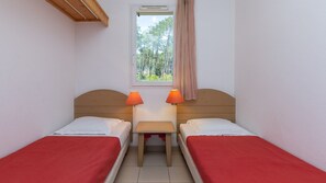 Relax on the comfy bed after a day outside.