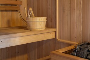 Relax those sore muscles in our sauna!