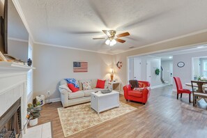 Living Room | 1st Floor | Electric Fireplace | Smart TV